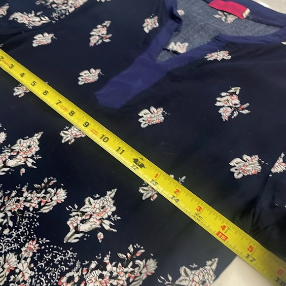 Universal Fashion Top Womens Small Blue White Boho Floral Pullover Blouse - Picture 7 of 10